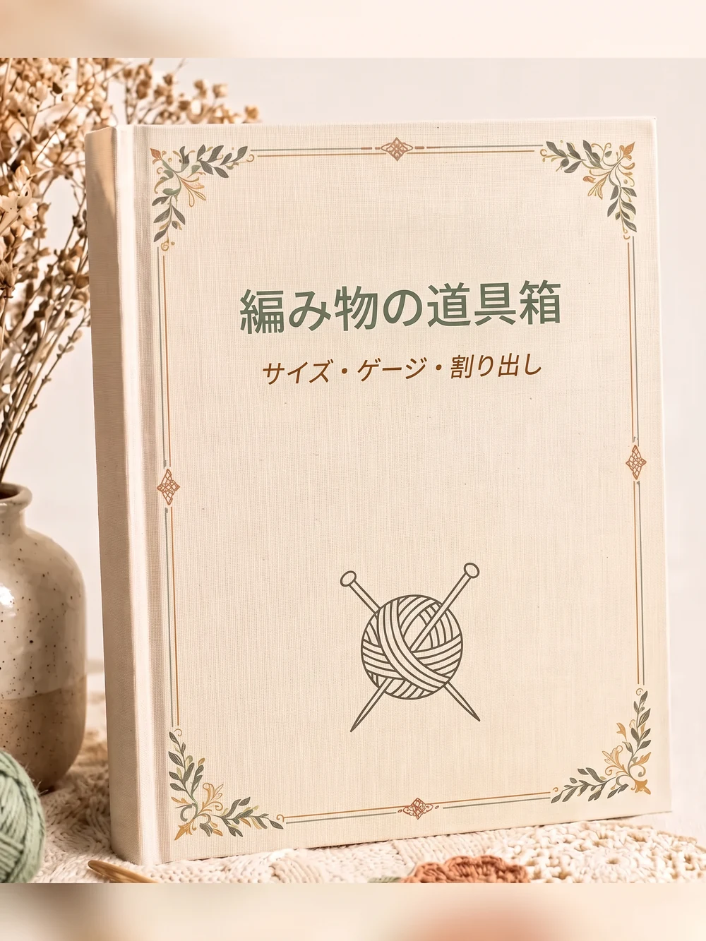 特典2：編み物の道具箱：サイズ表、ゲージ、道具